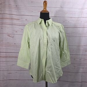 G.H. Bass & Co Women's 3/4 Sleeve Light Green Floral Button Down Shirt Sz XL NWT